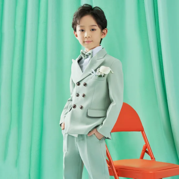 Modest / Simple Mint Green Long Sleeve Boys Wedding Suits 2022 Wedding
