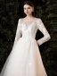 Chic / Beautiful White Lace Flower Prom Dresses 2022 A-Line / Princess Scoop Neck Long Sleeve Backless Floor-Length / Long Formal Dresses