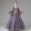 Elegant Lilac Beading Lace Flower Rhinestone Birthday Flower Girl Dresses 2022 Ball Gown Square Neckline Star Sequins Bell sleeves Floor-Length / Long Flower Girl Dresses