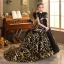 Fashion Black Gold Beading Lace Flower Birthday Flower Girl Dresses 2022 Ball Gown Scoop Neck Short Sleeve Backless Court Train Flower Girl Dresses