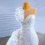 Stunning Luxury / Gorgeous White Beading Pearl Sequins Lace Flower Wedding Dresses 2022 Trumpet / Mermaid Scoop Neck Appliques Sleeveless Backless
