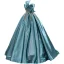 High-end Jade Green Prom Dresses 2022 Ball Gown Bow Strapless Sleeveless Backless Beading Floor-Length / Long Formal Dresses