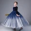 Elegant Navy Blue Star Sequins Flower Girl Dresses 2022 Ball Gown Scoop Neck Long Sleeve Floor-Length / Long Flower Girl Dresses