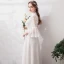 Chic / Beautiful Ivory Lace Flower Prom Dresses 2022 A-Line / Princess High Neck Bell sleeves Floor-Length / Long Formal Dresses