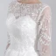 Modest / Simple White Lace Flower Light Wedding Dresses 2022 A-Line / Princess Scoop Neck 3/4 Sleeve Floor-Length / Long Wedding