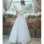 Vintage / Retro Ivory Lace Flower Pearl Wedding Dresses 2022 A-Line / Princess High Neck Long Sleeve Floor-Length / Long Wedding