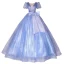 Elegant Glitter Sky Blue Sequins Prom Dresses 2022 Ball Gown Scoop Neck Short Sleeve Backless Bow Floor-Length / Long Formal Dresses
