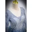 Chic / Belle Bleu Ciel Glitter Perlage Paillettes Robe De Bal 2022 Robe Boule V-Cou Manches Longues Dos Nu Longue Robe De Ceremonie