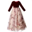 Chic / Beautiful Burgundy Suede Birthday Flower Girl Dresses 2022 Ball Gown Scoop Neck Lace Butterfly Long Sleeve Floor-Length / Long Flower Girl Dresses