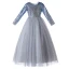 Sparkly Sky Blue Gradient-Color Sequins Birthday Flower Girl Dresses 2022 Ball Gown Scoop Neck Long Sleeve Floor-Length / Long Flower Girl Dresses