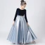 Vintage / Retro Navy Blue Suede Satin Birthday Flower Girl Dresses 2022 A-Line / Princess Scoop Neck Long Sleeve Floor-Length / Long Flower Girl Dresses
