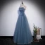 Chic / Beautiful Pool Blue Pleated Prom Dresses 2022 A-Line / Princess Spaghetti Straps Sleeveless Backless Floor-Length / Long Formal Dresses