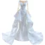 High End Weiß Perlenstickerei Spitze Blumen Fallende Rüsche Brautkleider / Hochzeitskleider 2022 Meerjungfrau Rundhalsausschnitt Lange Ärmel Hof-Schleppe Hochzeit