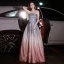 Charming Silver Gradient-Color Glitter Prom Dresses 2022 A-Line / Princess Strapless Sleeveless Backless Floor-Length / Long Formal Dresses