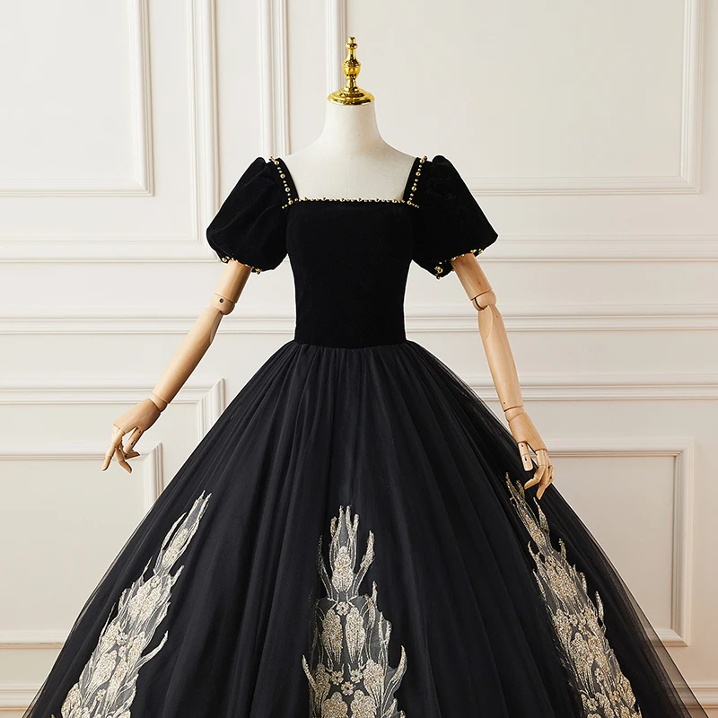 open lace back dress Simple Ruched Long Velvet Formal Prom Dress with Slit Black / 15 main image 0