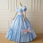 Lovely Sky Blue Satin Pleated Prom Dresses 2022 Ball Gown Strapless Puffy Short Sleeve Backless Bow Floor-Length / Long Formal Dresses