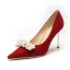 Elegante Rot Perle Ball Pumps 2022 8 cm Stilettos Spitzschuh Pumps Hochhackige