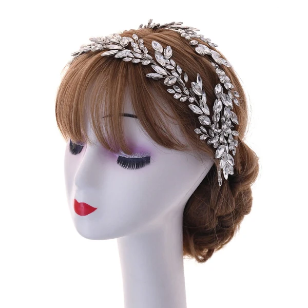 Snygga / Fina Silver Rhinestone Legering Tiara Brud Huvudbonad 2022 Bröllop Tillbehör
