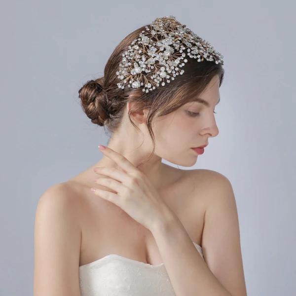 Amazing / Unique Silver Rhinestone Flower Alloy Bridal Hair Accessories 2022 Wedding Accessories Headpieces Hair Hoop