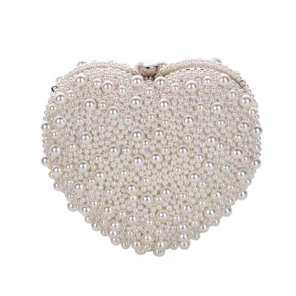 Chic / Beautiful White Pearl Evening Party Satin Clutch Bags 2022
