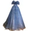 Charmant Meeresblau Ballkleider 2022 A Linie Bandeau Perlenstickerei Strass Pailletten Ärmellos Rückenfreies Sweep / Pinsel Zug Festliche Kleider
