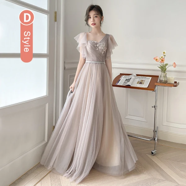 Chic / Beautiful Lace Flower Sequins Dusky Pink Bridesmaid Dresses 2022 A-Line / Princess Short Sleeve Backless Sash Floor-Length / Long Bridesmaid Dresses
