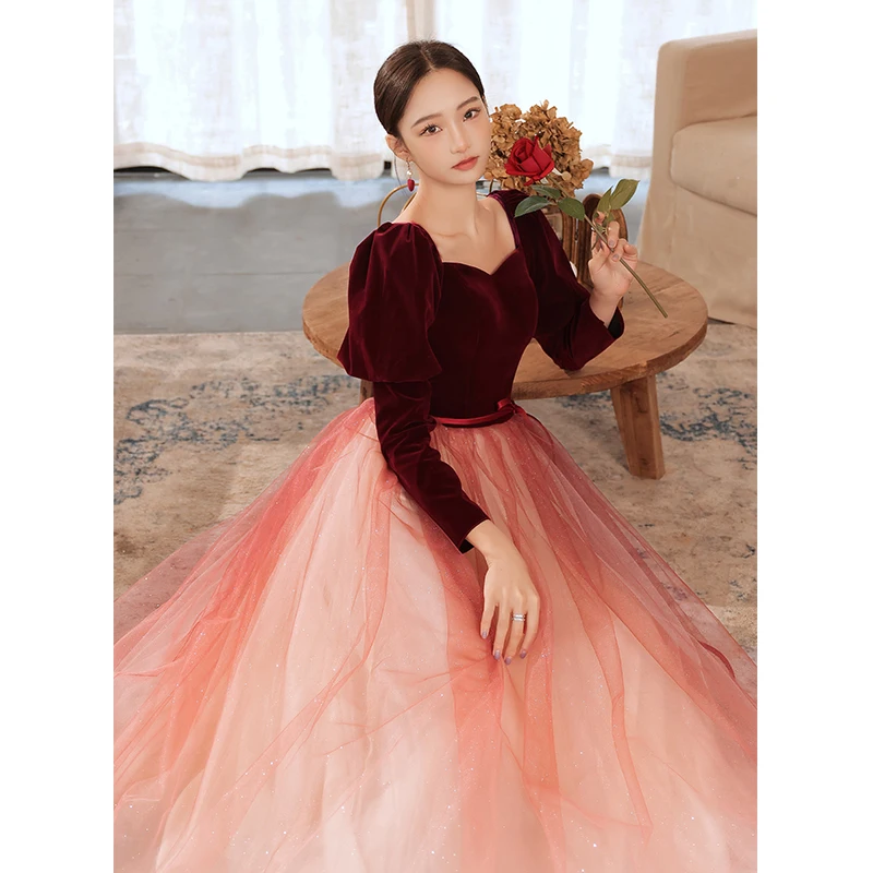 pretty long dresses Cute A Line Off the Shoulder Blue Tulle Long Prom Dresses with Appliques  VK23051903 – Vickidress main image 0