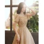 Chic / Belle Champagne Perlage Paillettes Robe De Bal 2022 Princesse Encolure Carrée Manches Courtes Dos Nu Longue Robe De Ceremonie