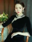 Vintage / Retro Chinese style Black Evening Party Cheongsam 2022 Trumpet / Mermaid High Neck 1/2 Sleeves Lace Flower Split Front Tea-length Cheongsam / Qipao