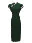 Vintage / Retro Dark Green Evening Party Cheongsam 2022 Trumpet / Mermaid High Neck Sleeveless Tea-length Split Front Cheongsam / Qipao