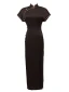 Vintage / Retro Black Evening Party Cheongsam 2022 Trumpet / Mermaid High Neck Short Sleeve Split Front Tea-length Cheongsam / Qipao