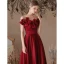 Chic / Beautiful Burgundy Prom Dresses 2022 A-Line / Princess Strapless Bow Sleeveless Backless Floor-Length / Long Satin Prom Formal Dresses
