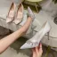 Charming Ivory Satin Rhinestone Wedding Shoes 2022 9 cm Stiletto Heels Pointed Toe Wedding Pumps High Heels