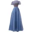Fashion Ocean Blue Prom Dresses 2021 A-Line / Princess High Neck Beading Pearl Sequins Short Sleeve Backless Floor-Length / Long Formal Dresses