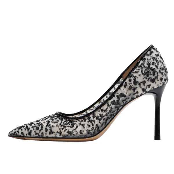 Fashion Black Street Wear Pumps 2022 8 cm Stiletto Heels Pointed Toe Pumps High Heels