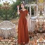 Modest / Simple Caramel Bridesmaid Dresses 2021 A-Line / Princess Short Sleeve Backless Floor-Length / Long Wedding Party Dresses