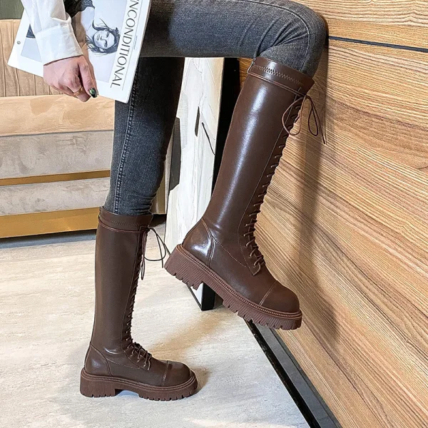 Mode Zwarte Winter Straatkleding Dames Laarzen 2022 Ronde Neus Waterdichte Platte Laarzen