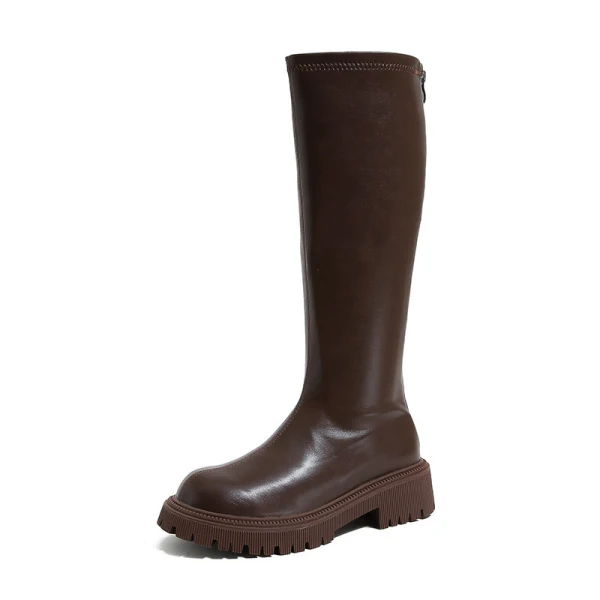 Mode Zwarte Straatkleding Winter Platte Dames Laarzen 2022 Waterdichte Ronde Neus Laarzen