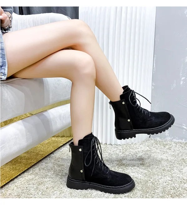 Chic / Beautiful Black Street Wear Winter Womens Boots 2022 Waterproof Round Toe Flat Womens Boots