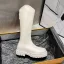 Mode Beige Vêtement de rue Hiver Bottes Femme 2022 Imperméables À Bout Rond Plate Bottes