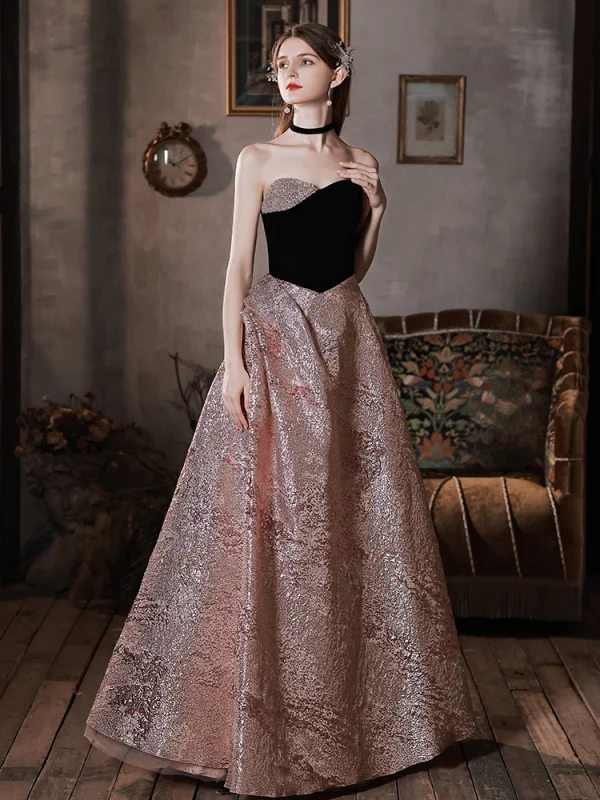 Charmant Rosa Satin Ballkleider 2022 A Linie Bandeau Glanz Pailletten Ärmellos Rückenfreies Lange Festliche Kleider