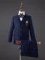 Navy Blue Long Sleeve Bow Boys Wedding Suits 2022 Coat Pants Shirt Tie Vest