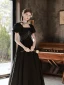 Mode Noire Robe De Bal 2022 Princesse Encolure Carrée Manches Courtes Dos Nu Longue Robe De Ceremonie