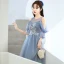 Charmant Bleu Ciel Perlage Glitter Paillettes Robe De Bal 2022 Princesse Encolure Dégagée Manches Courtes Dos Nu Longue Robe De Ceremonie