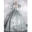 Classy Sage Green Satin Prom Dresses 2022 Ball Gown Square Neckline Puffy Short Sleeve Backless Bow Floor-Length / Long Formal Dresses