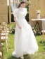 Elegant White Sequins Lace Flower Beach Wedding Dresses 2022 A-Line / Princess High Neck Short Sleeve Backless Floor-Length / Long Wedding