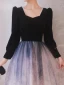 Élégant Noire Daim Robe De Bal 2022 Princesse Perle Encolure Carrée Manches Longues Dos Nu Longue Robe De Ceremonie