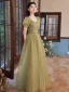 Chic / Belle Vert Trèfle Robe De Bal 2022 Princesse Encolure Carrée Perlage Paillettes Manches Courtes Dos Nu Longue Robe De Ceremonie