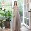 Chic / Beautiful Grey Beading Lace Flower Bridesmaid Dresses 2022 A-Line / Princess Rhinestone Sequins Short Sleeve Backless Floor-Length / Long Wedding Bridesmaid Dresses