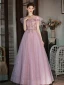 Chic / Belle Rougissant Rose Perlage Paillettes Robe De Bal 2022 Princesse Volants De l'épaule Manches Courtes Dos Nu Longue Robe De Ceremonie